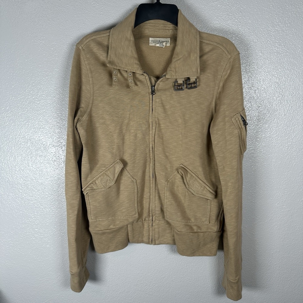Denim &‎ Supply Ralph Lauren Cotton Full Zip Jacket Womens Medium Buckle Collar